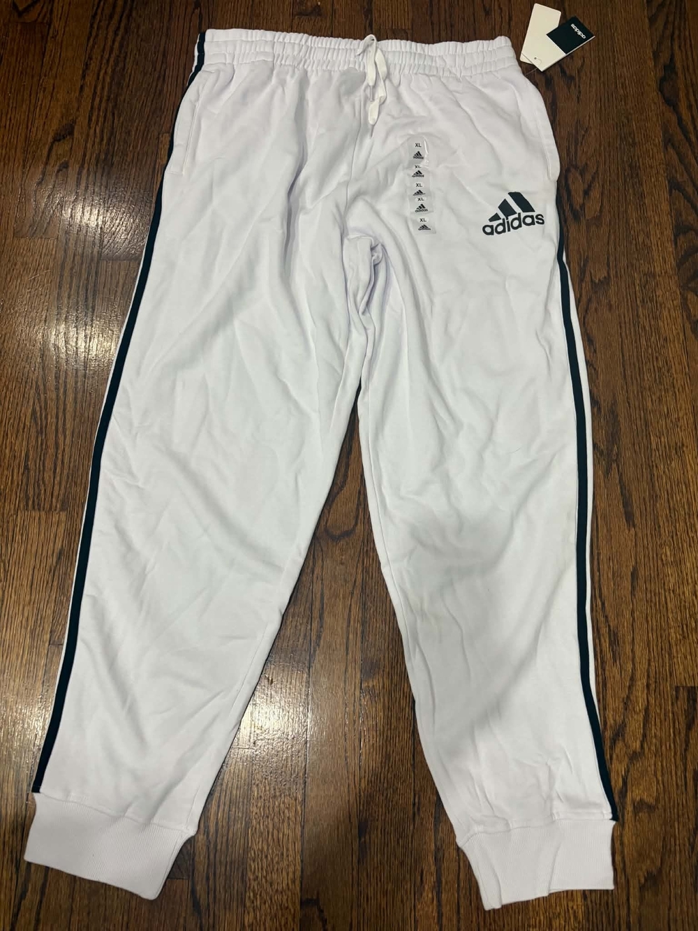 adidas White Joggers with Black Side Stripes